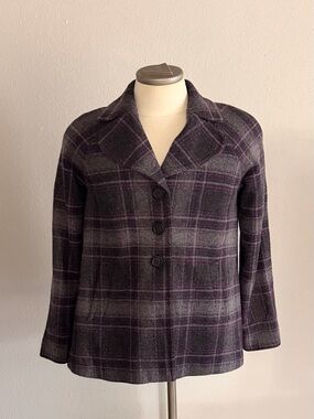 Pendleton Purple and Gray Plaid Wool-Blend Button Jacket Size 10